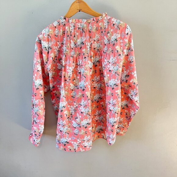 J. Crew Liberty Josephine Floral Ruffle Popover Shirt In Josephine Coral- Sz 12 - Picture 5 of 5